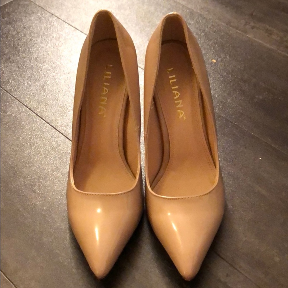 Nude closed toe heels